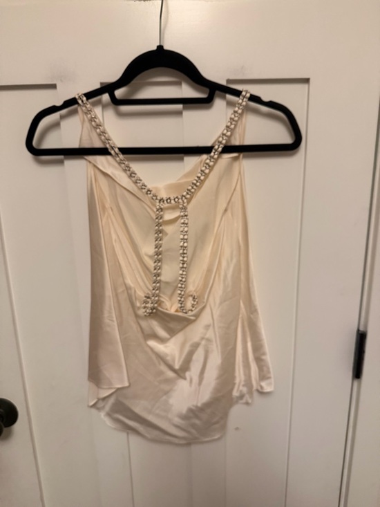 Ramy Brook Tops - Ramy Brook 100% Silk Cream Backless
Embellished Camisole Blouse Size Large